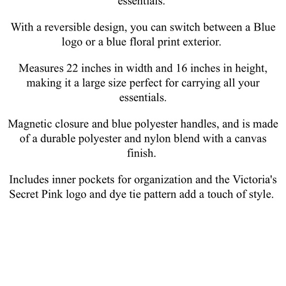 NWT VS Pink reversible, tote bag - Picture 4 of 4